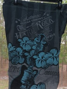 Hard Rock Cafe Charcoal Shorts with Teal Waistband